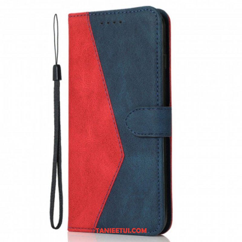 Etui Folio do Oppo A94 5G Dwukolorowa Trójkątna Sztuczna Skóra