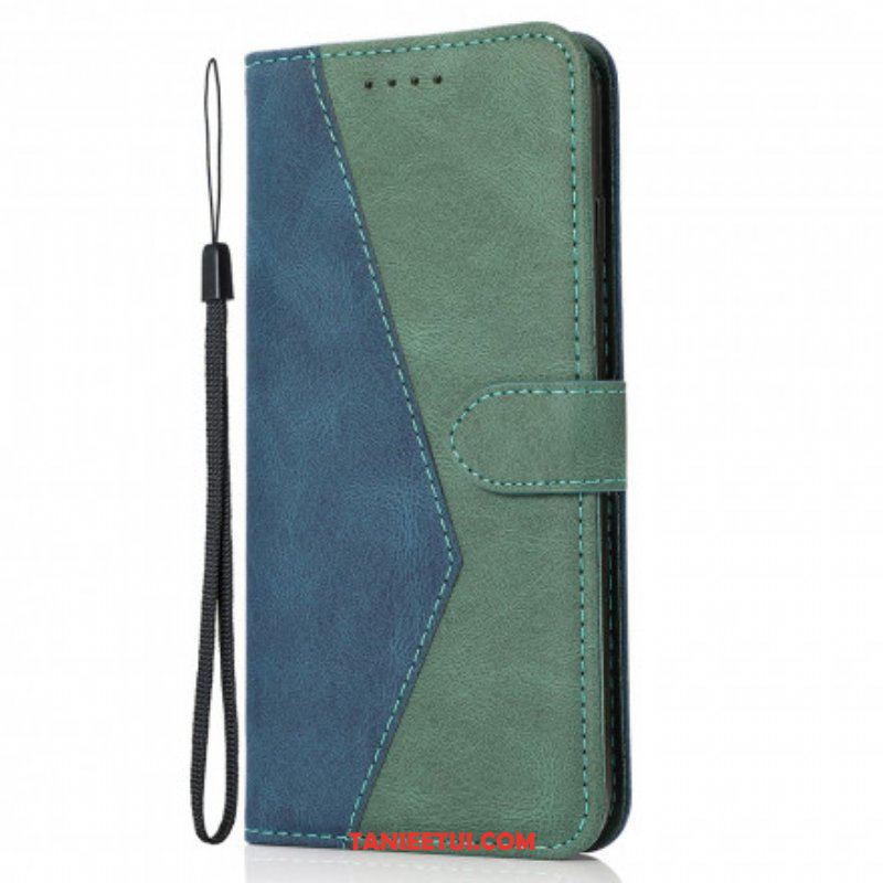 Etui Folio do Oppo A94 5G Dwukolorowa Trójkątna Sztuczna Skóra