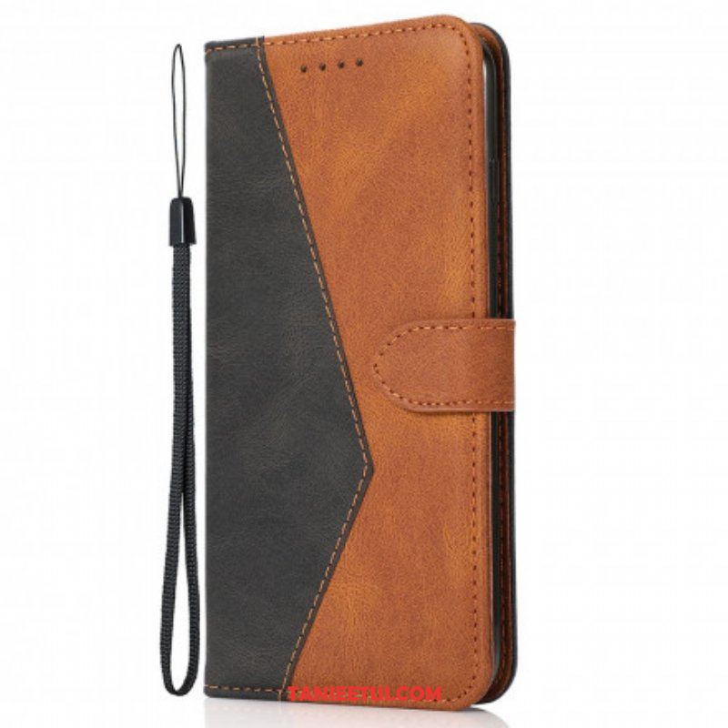 Etui Folio do Oppo A94 5G Dwukolorowa Trójkątna Sztuczna Skóra