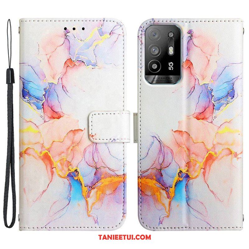 Etui Folio do Oppo A94 5G Marmur Ze Smyczą