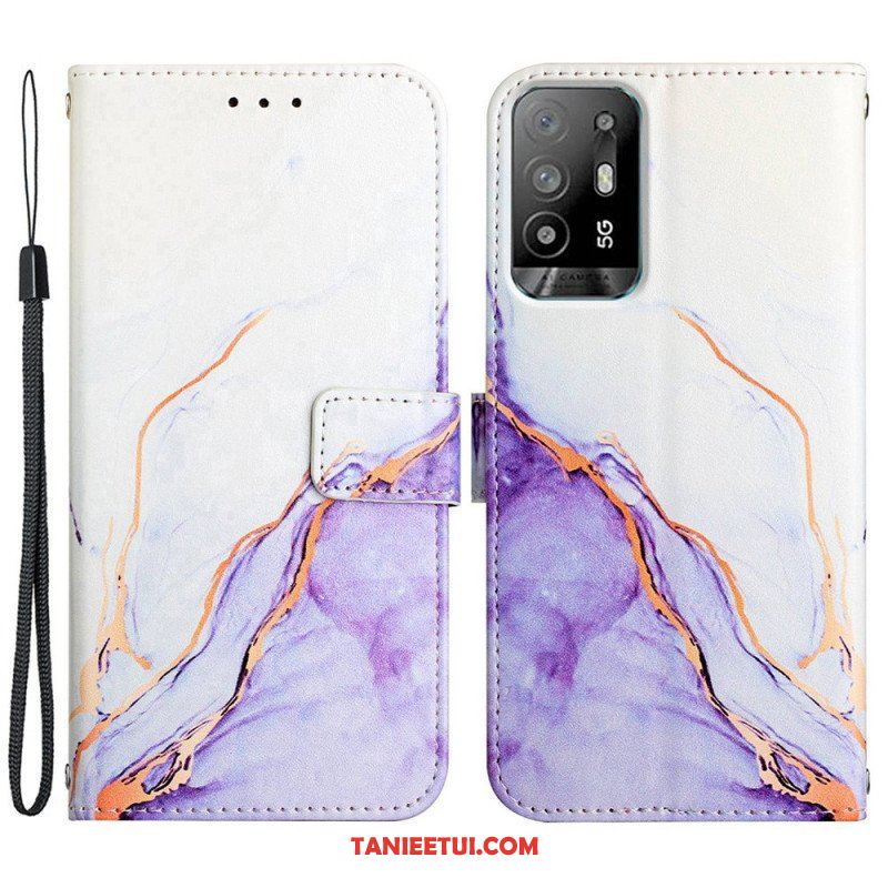 Etui Folio do Oppo A94 5G Marmur Ze Smyczą