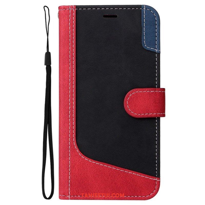 Etui Folio do Oppo A94 5G Trójkolorowy Ze Smyczą