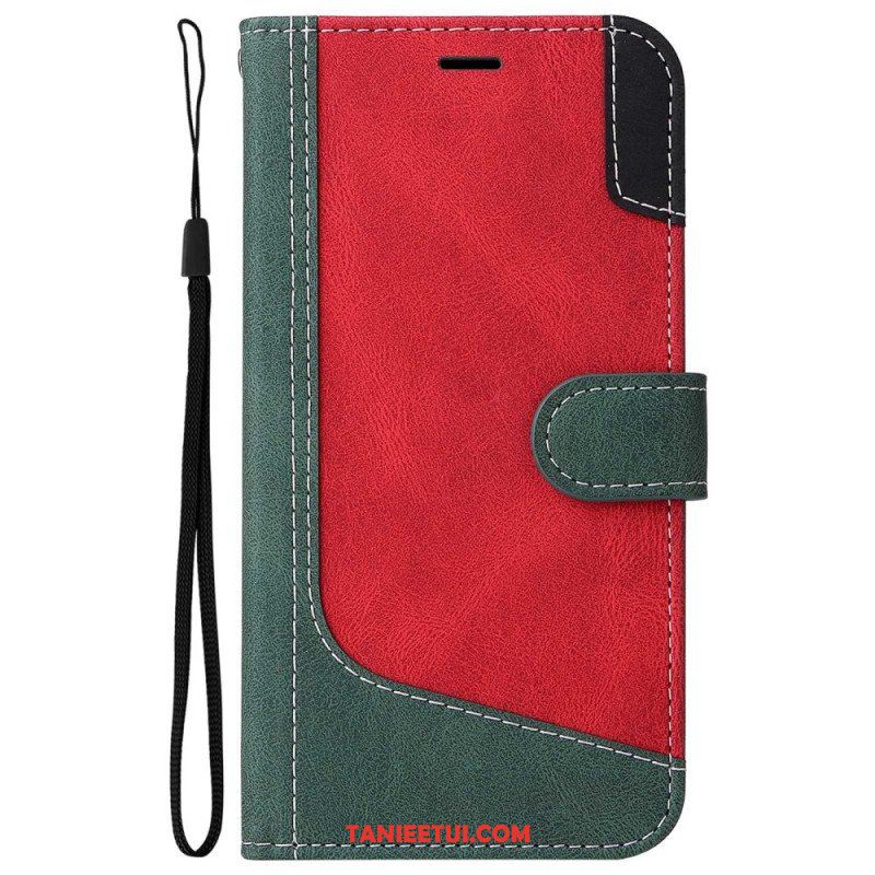 Etui Folio do Oppo A94 5G Trójkolorowy Ze Smyczą