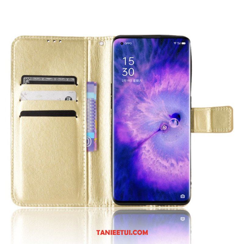 Etui Folio do Oppo Find X5 Błyszcząca Sztuczna Skóra