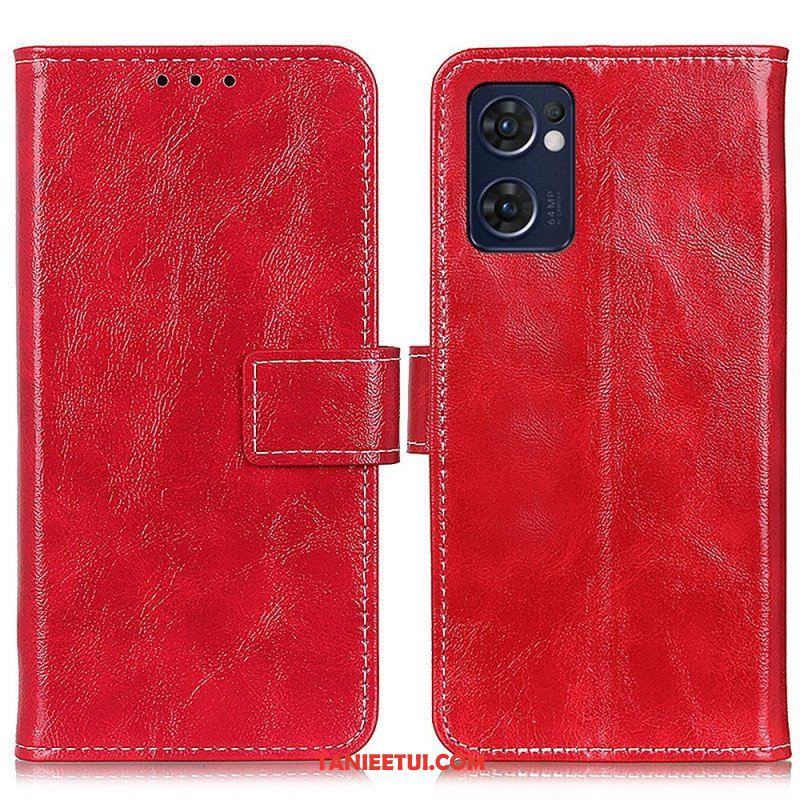 Etui Folio do Oppo Find X5 Lite Błyszcząca Sztuczna Skóra I Szwy