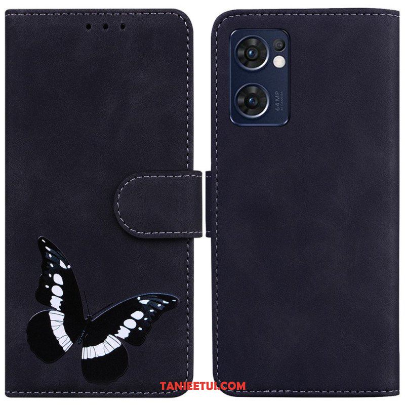 Etui Folio do Oppo Find X5 Lite Motyl Dotykający Skóry