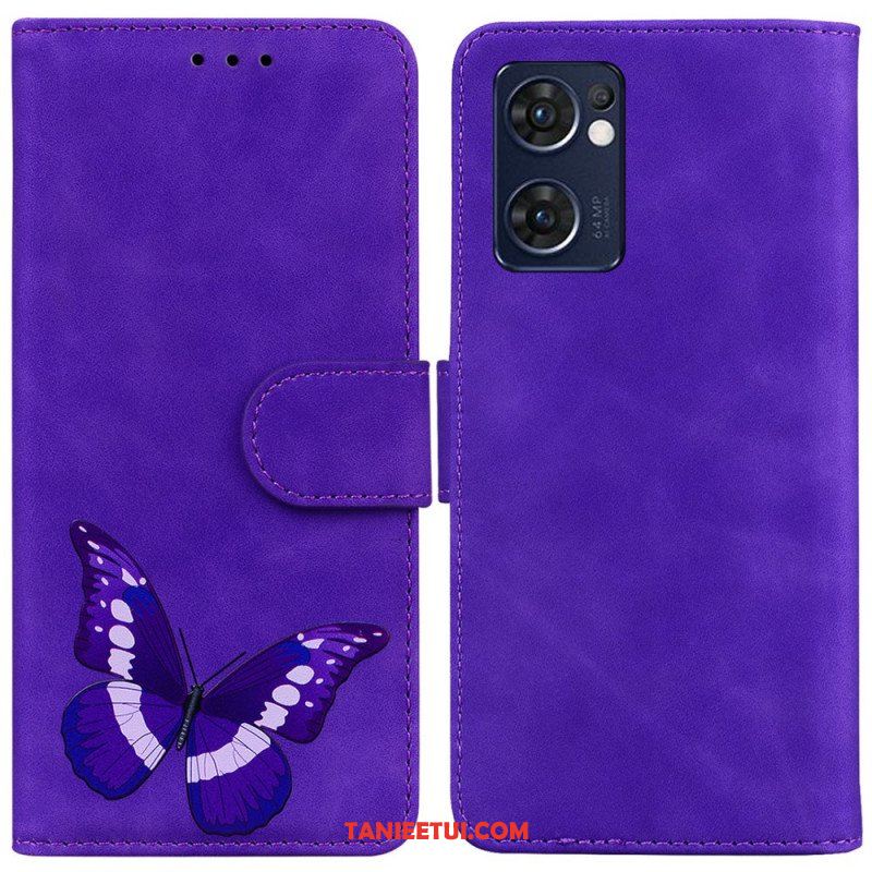 Etui Folio do Oppo Find X5 Lite Motyl Dotykający Skóry