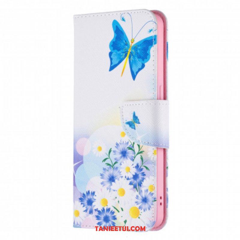 Etui Folio do Oppo Reno 6 5G Malowane Motyle I Kwiaty