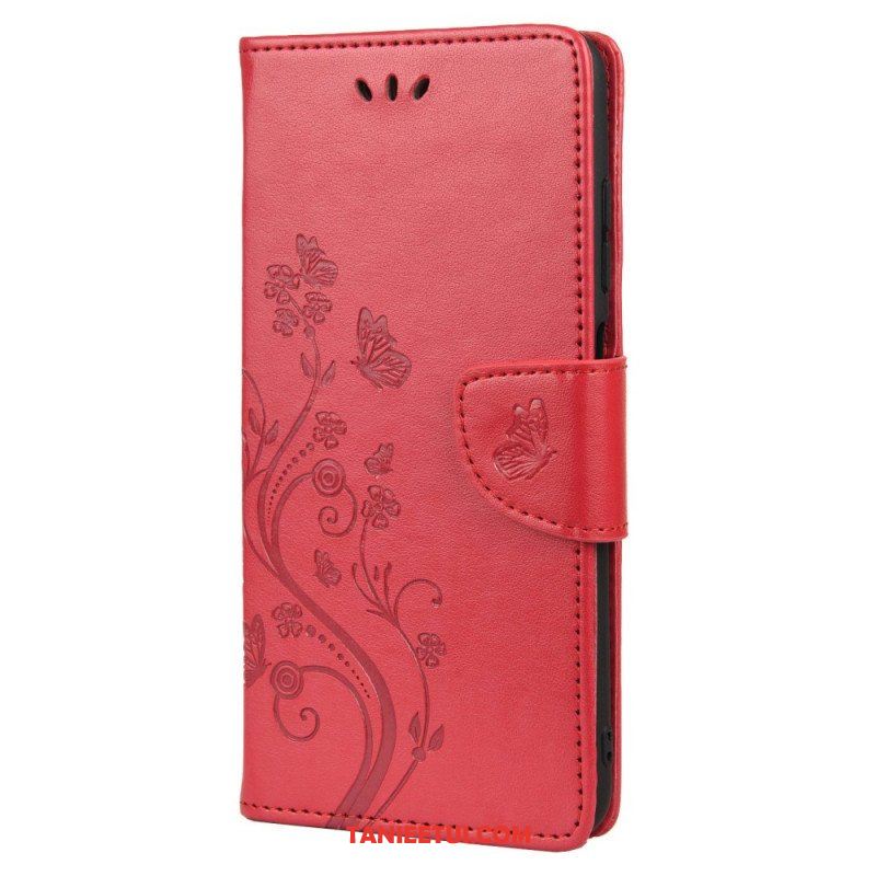 Etui Folio do Oppo Reno 6 5G Motyle I Kwiaty