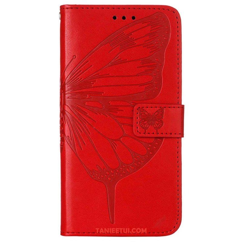 Etui Folio do Oppo Reno 8 Pro z Łańcuch Barokowy Motyl Z Paskami