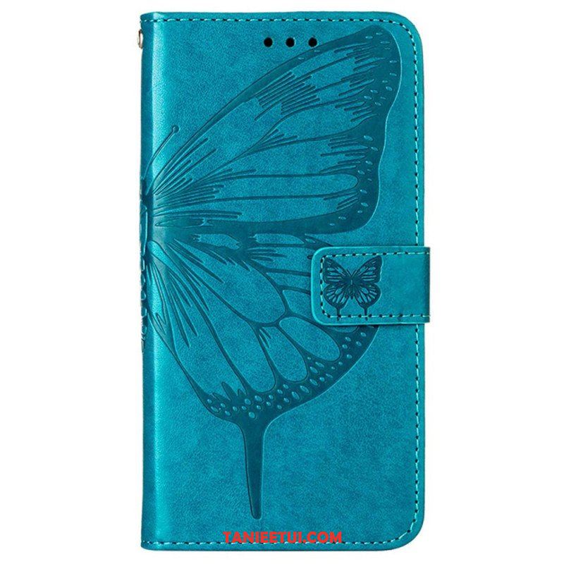 Etui Folio do Oppo Reno 8 Pro z Łańcuch Barokowy Motyl Z Paskami