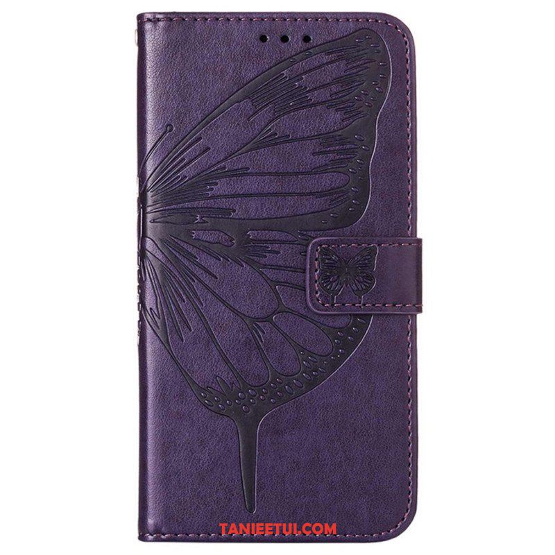 Etui Folio do Oppo Reno 8 Pro z Łańcuch Barokowy Motyl Z Paskami