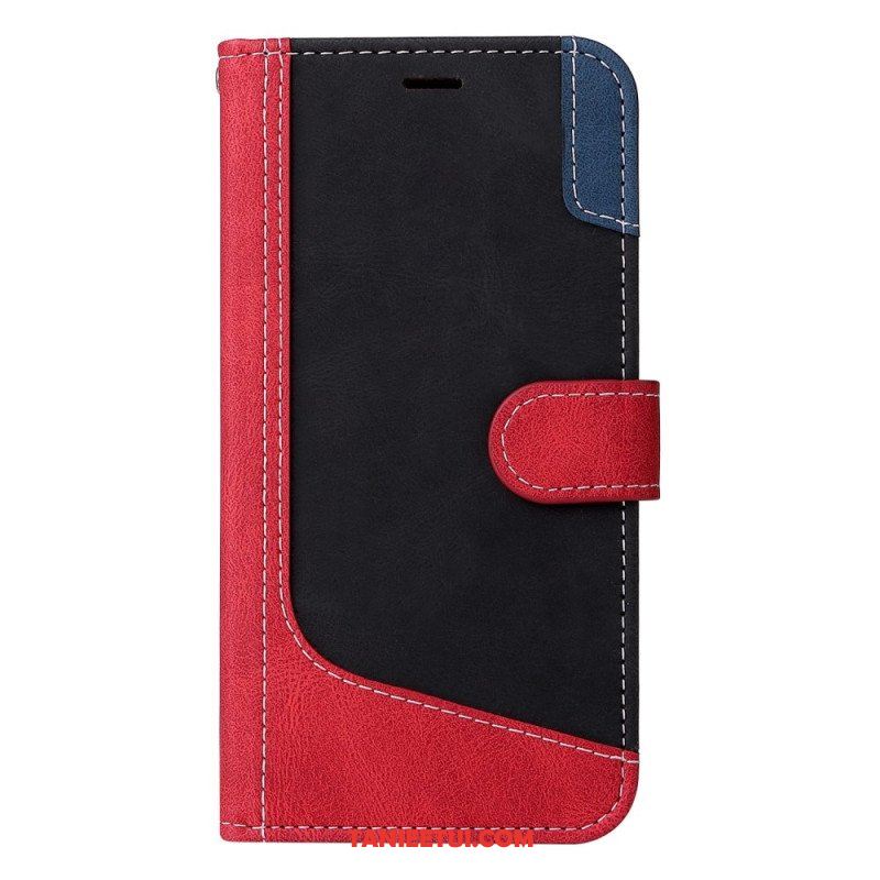 Etui Folio do Oppo Reno 8 z Łańcuch Trójkolorowy Pasek