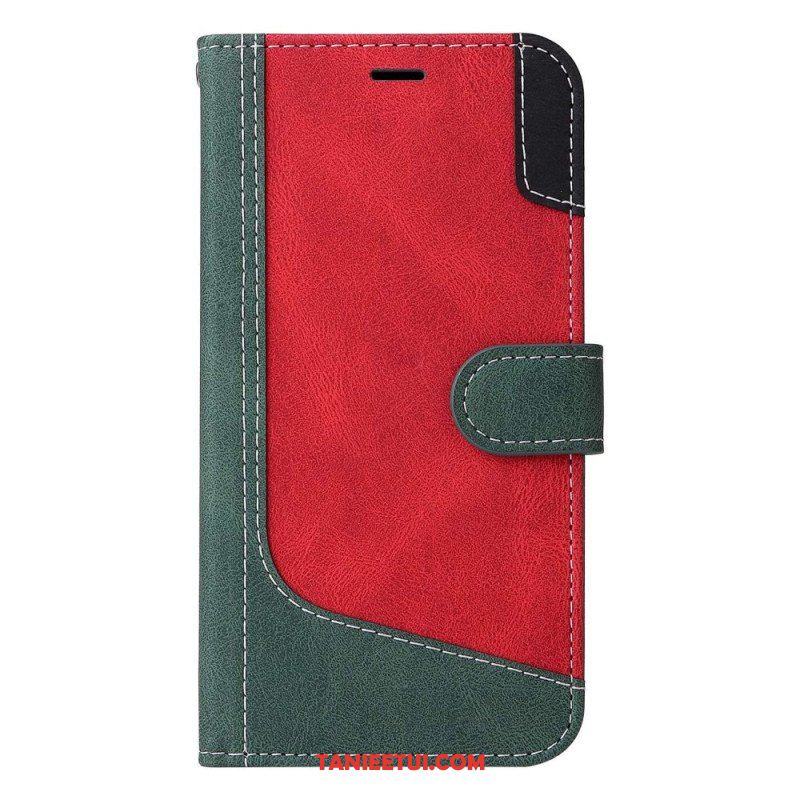 Etui Folio do Oppo Reno 8 z Łańcuch Trójkolorowy Pasek