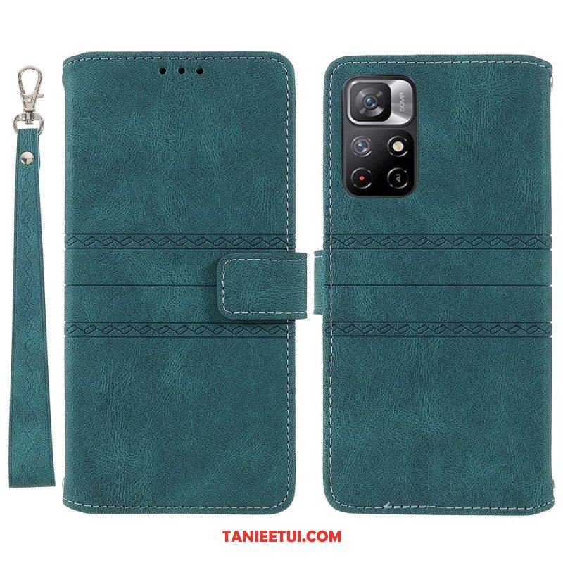 Etui Folio do Poco M4 Pro 5G Koronkowe Szwy