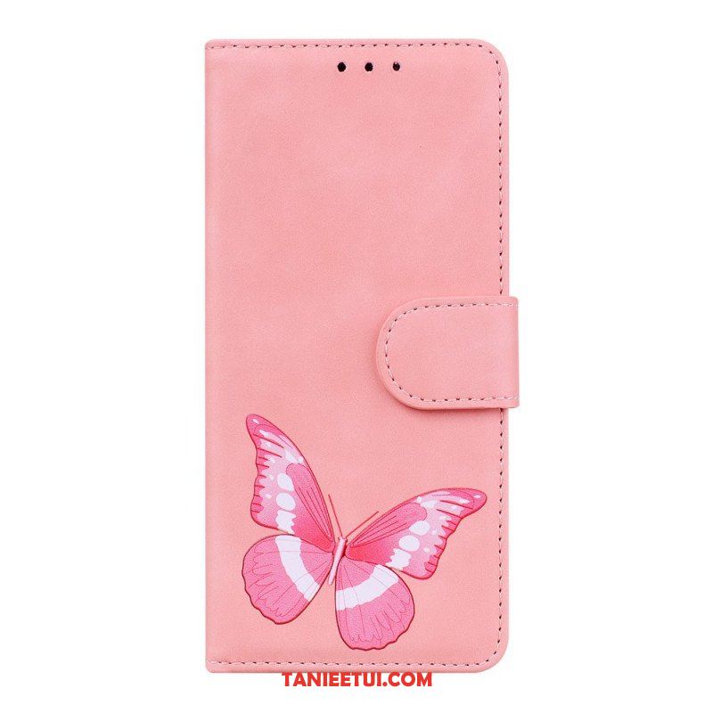 Etui Folio do Poco M4 Pro 5G Motyl Dotykający Skóry