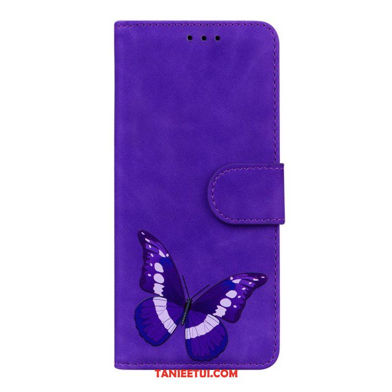 Etui Folio do Poco M4 Pro 5G Motyl Dotykający Skóry