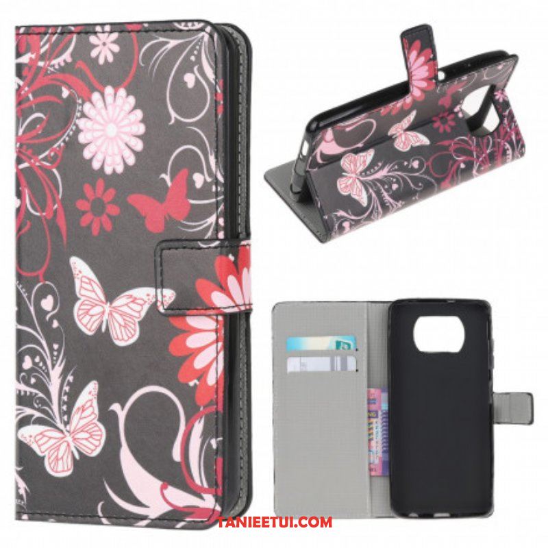 Etui Folio do Poco X3 / X3 Pro / X3 NFC Motyle I Kwiaty