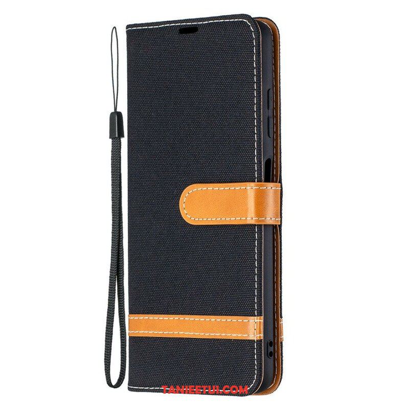 Etui Folio do Poco X3 / X3 Pro / X3 NFC z Łańcuch Pasek Z Efektem Tkaniny I Skóry