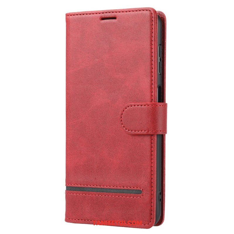 Etui Folio do Poco X5 5G Liniowy Efekt Skóry