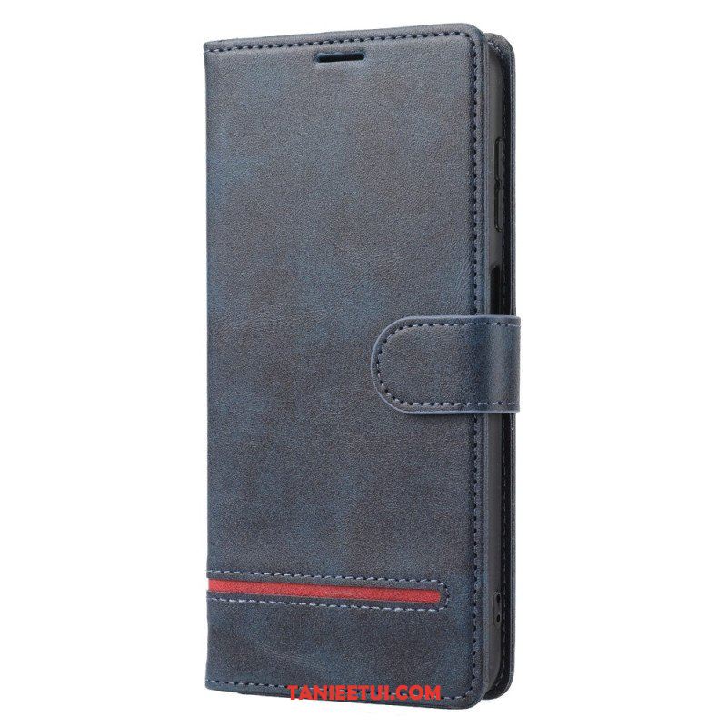 Etui Folio do Poco X5 5G Liniowy Efekt Skóry