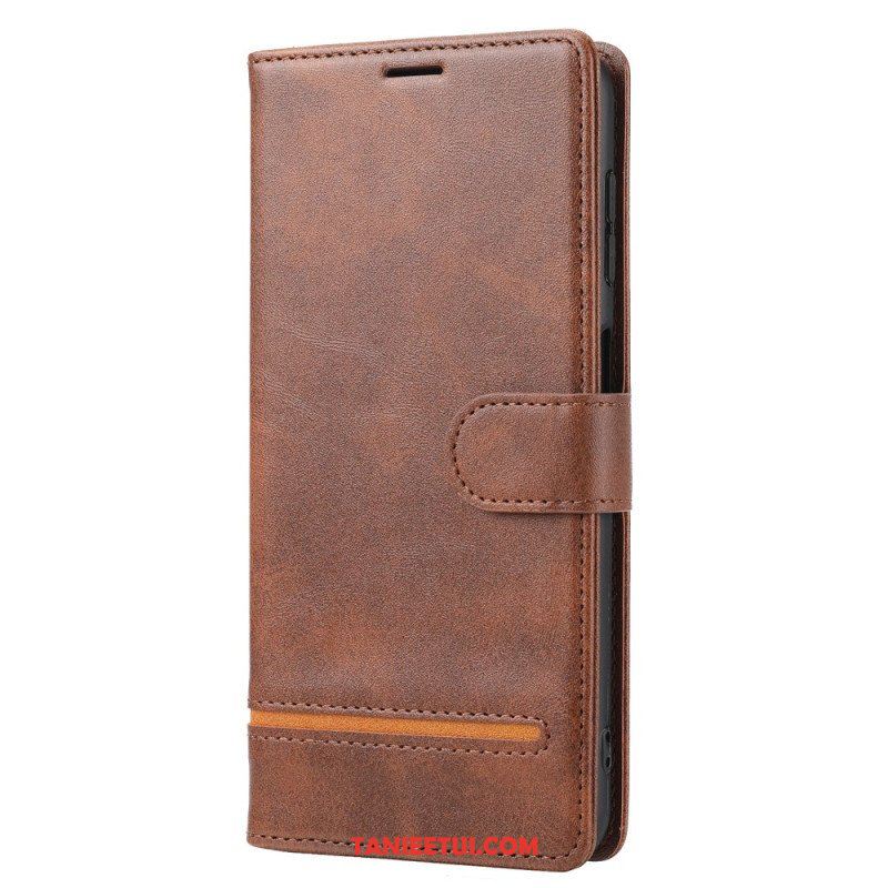 Etui Folio do Poco X5 5G Liniowy Efekt Skóry