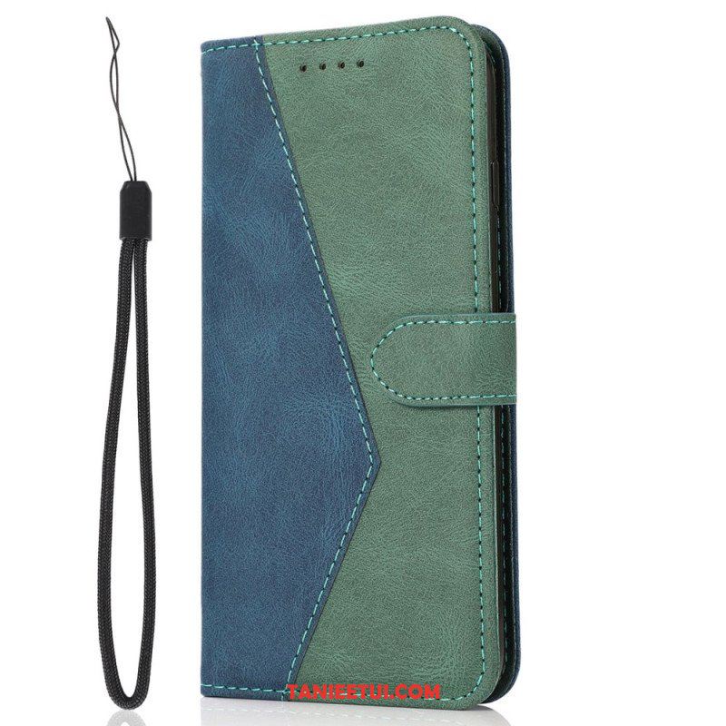 Etui Folio do Poco X5 5G z Łańcuch Dwukolorowy Pasek