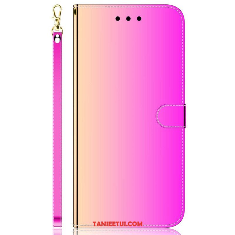 Etui Folio do Realme C35 z Łańcuch Efekt Lustrzanego Paska