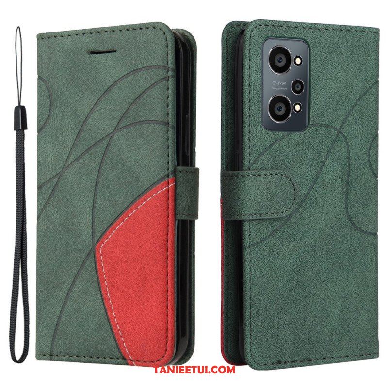 Etui Folio do Realme GT Neo 3T / Neo 2 Dwukolorowa Sygnowana Sztuczna Skóra