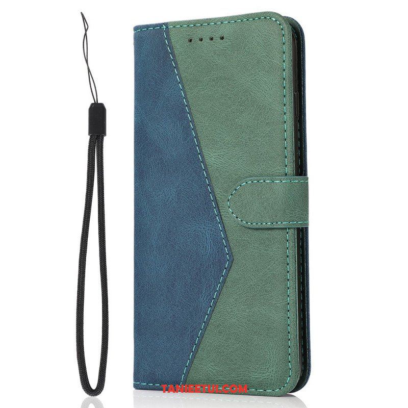 Etui Folio do Samsung Galaxy A13 5G / A04s Dwukolorowa Trójkątna Sztuczna Skóra