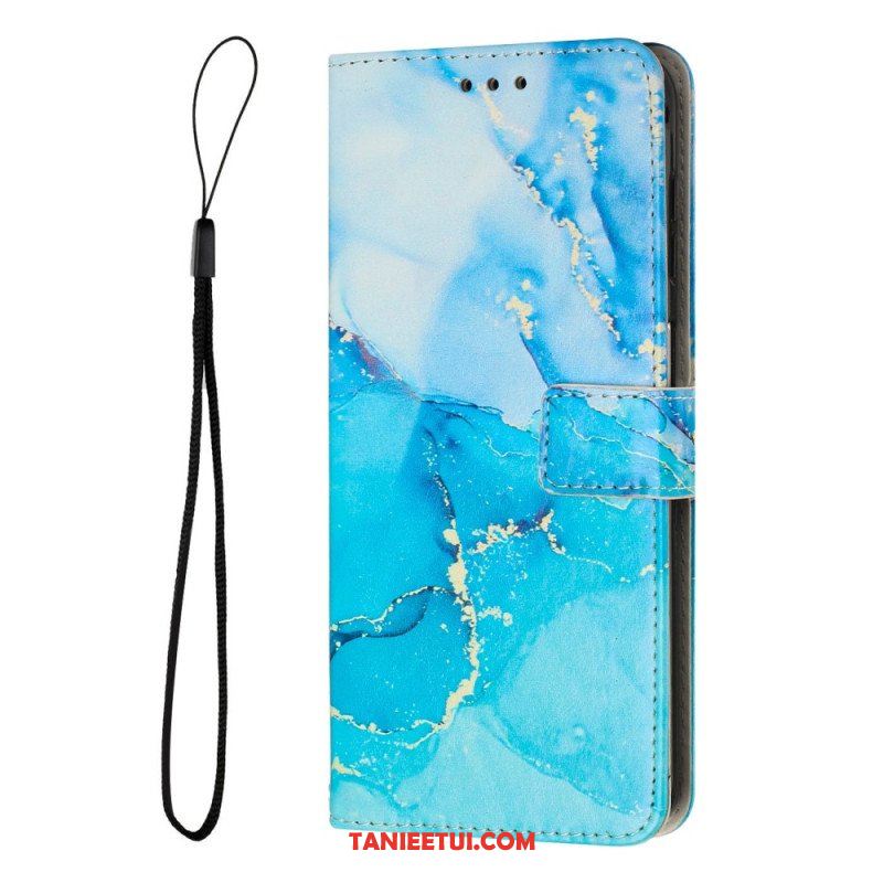 Etui Folio do Samsung Galaxy A14 / A14 5G z Łańcuch Pasek Marmuru