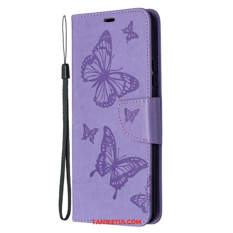 Etui Folio do Samsung Galaxy A42 5G Motyle W Locie Z Smyczą