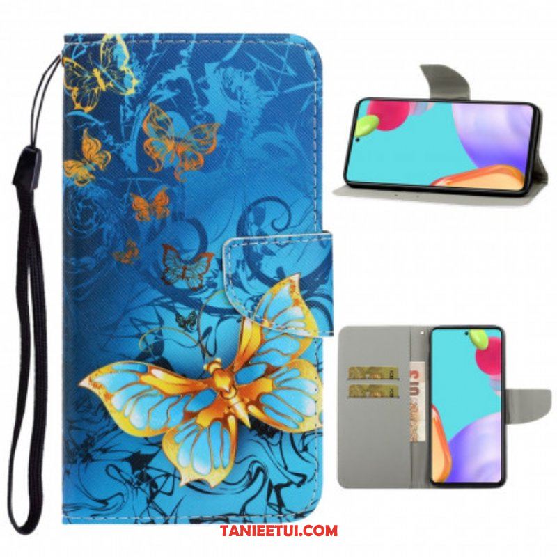 Etui Folio do Samsung Galaxy A52 4G / A52 5G / A52s 5G z Łańcuch Motyle Wariacje Paska