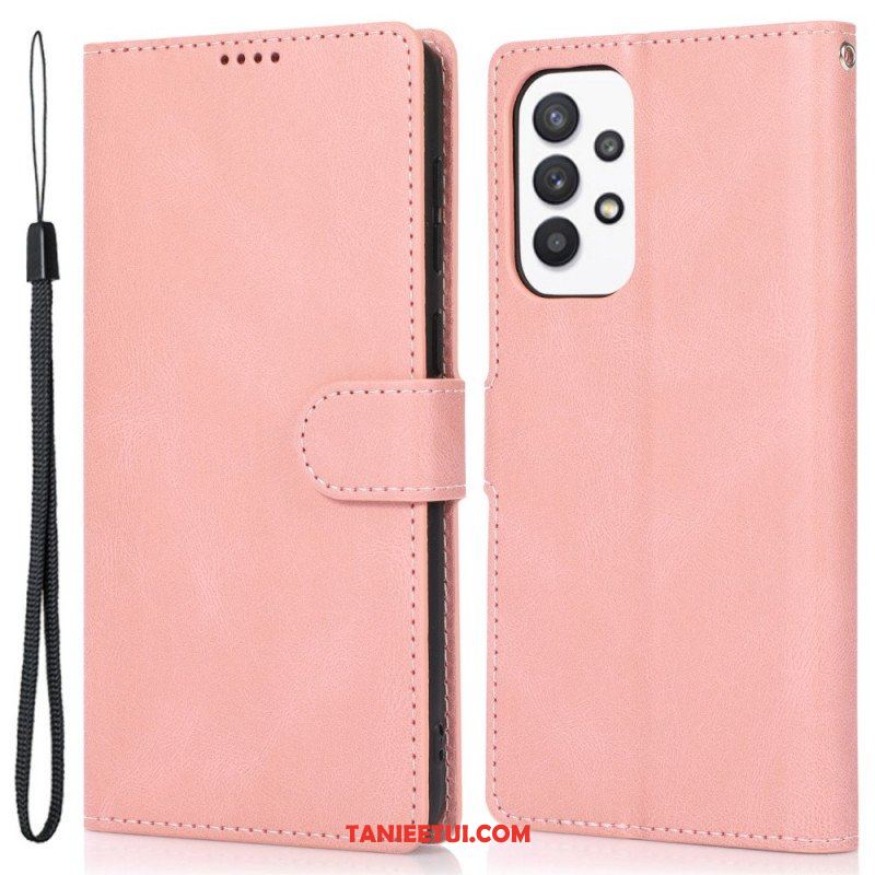 Etui Folio do Samsung Galaxy A53 5G z Łańcuch Skórzany Styl Vintage Z Paskami