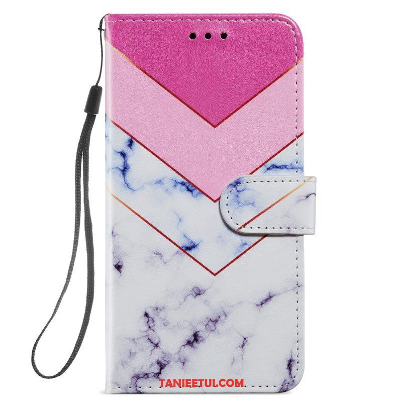 Etui Folio do Samsung Galaxy A54 5G z Łańcuch Marmur W Stylu Strappy