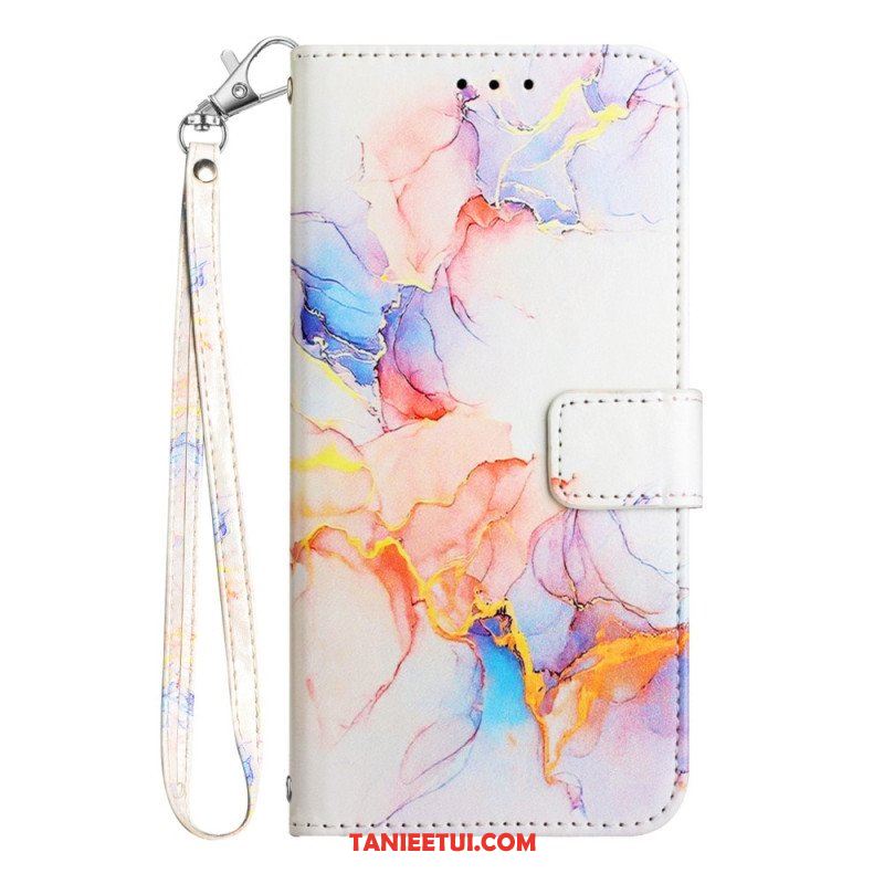 Etui Folio do Samsung Galaxy A54 5G z Łańcuch Pasek Marmuru