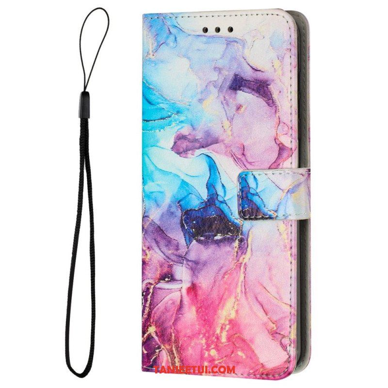 Etui Folio do Samsung Galaxy M13 Marmur Ze Smyczą