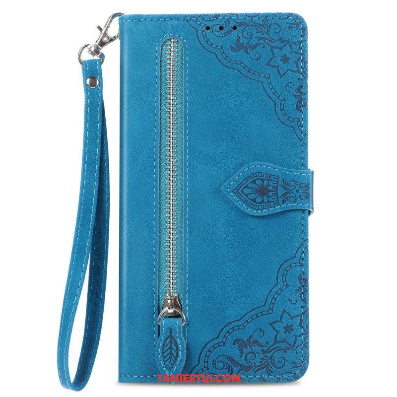 Etui Folio do Samsung Galaxy M13 Portmonetka Z Przodu W Kwiaty