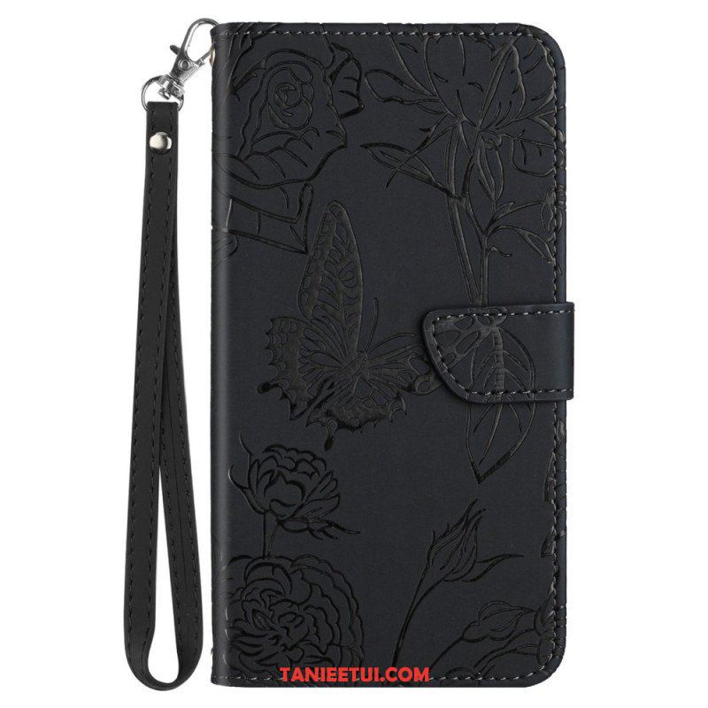 Etui Folio do Samsung Galaxy M23 5G Dyskretne Motyle I Smycz