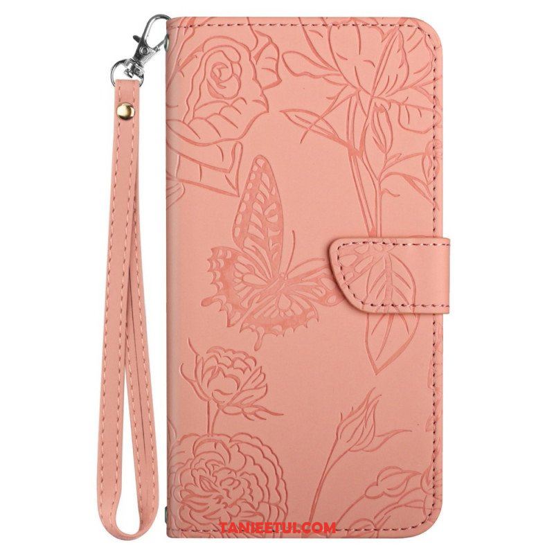 Etui Folio do Samsung Galaxy M23 5G Dyskretne Motyle I Smycz