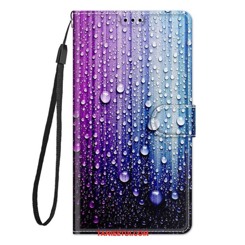 Etui Folio do Samsung Galaxy M23 5G Krople Wody Ze Smyczą