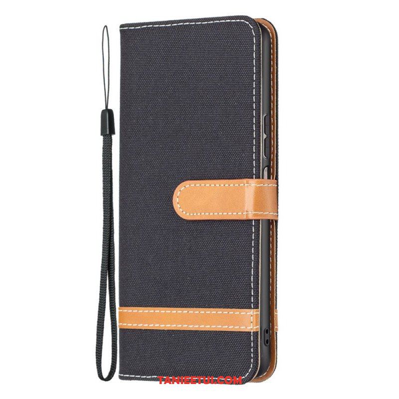 Etui Folio do Samsung Galaxy M23 5G Tkanina Z Paskiem