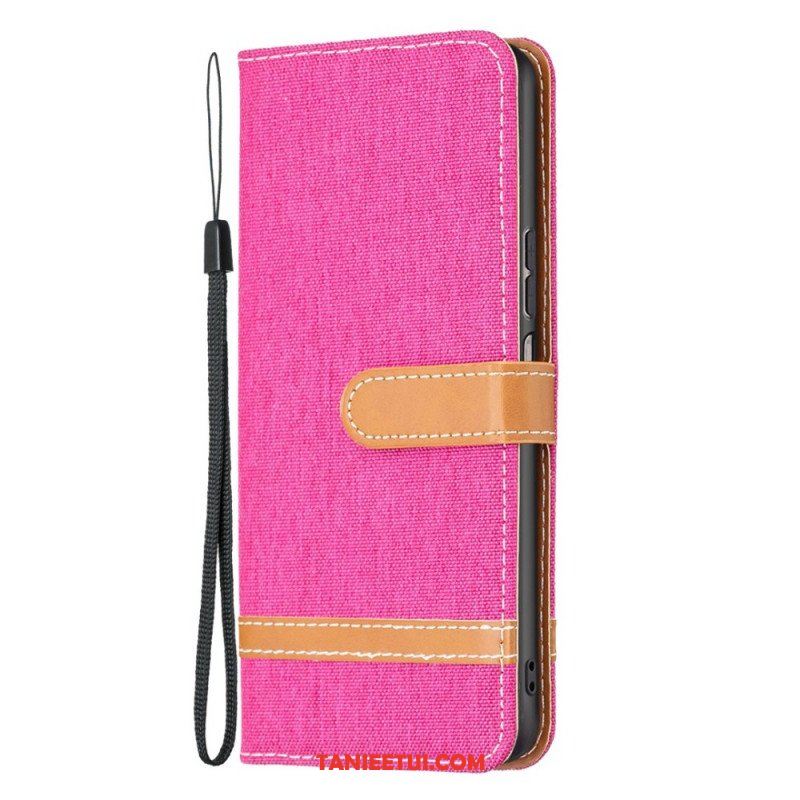 Etui Folio do Samsung Galaxy M23 5G Tkanina Z Paskiem