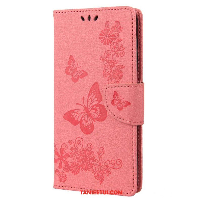 Etui Folio do Samsung Galaxy M23 5G z Łańcuch Stringi Motyle