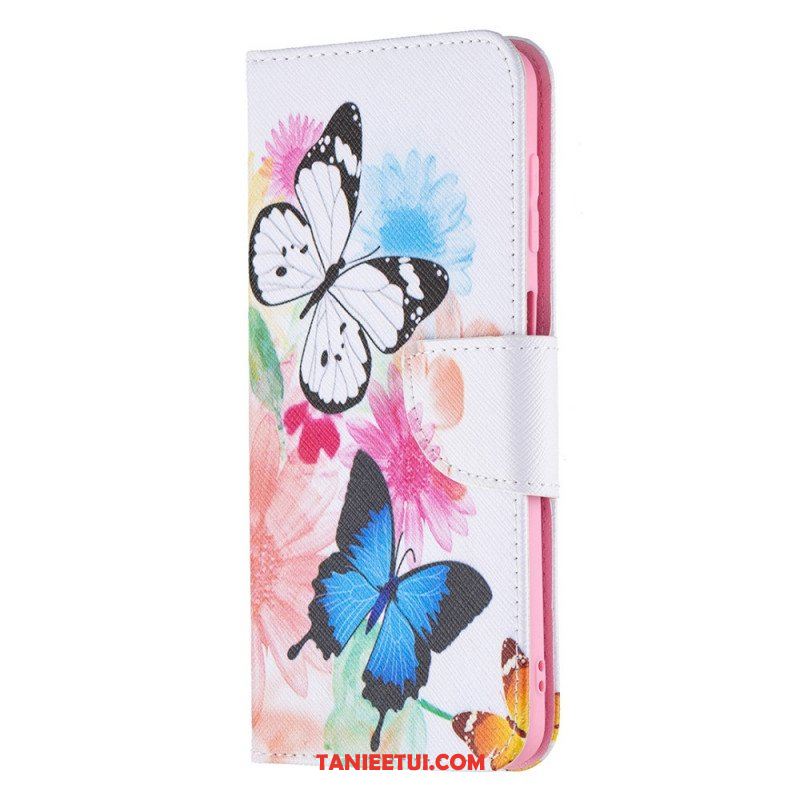 Etui Folio do Samsung Galaxy M32 Malowane Motyle I Kwiaty