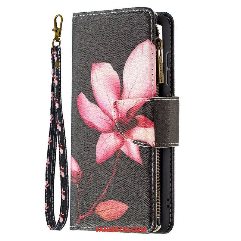 Etui Folio do Samsung Galaxy S21 FE Kieszonka Zapinana Na Zamek W Kwiaty