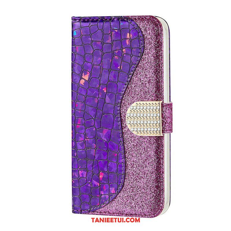 Etui Folio do Samsung Galaxy S21 FE Krokodyle Diamenty