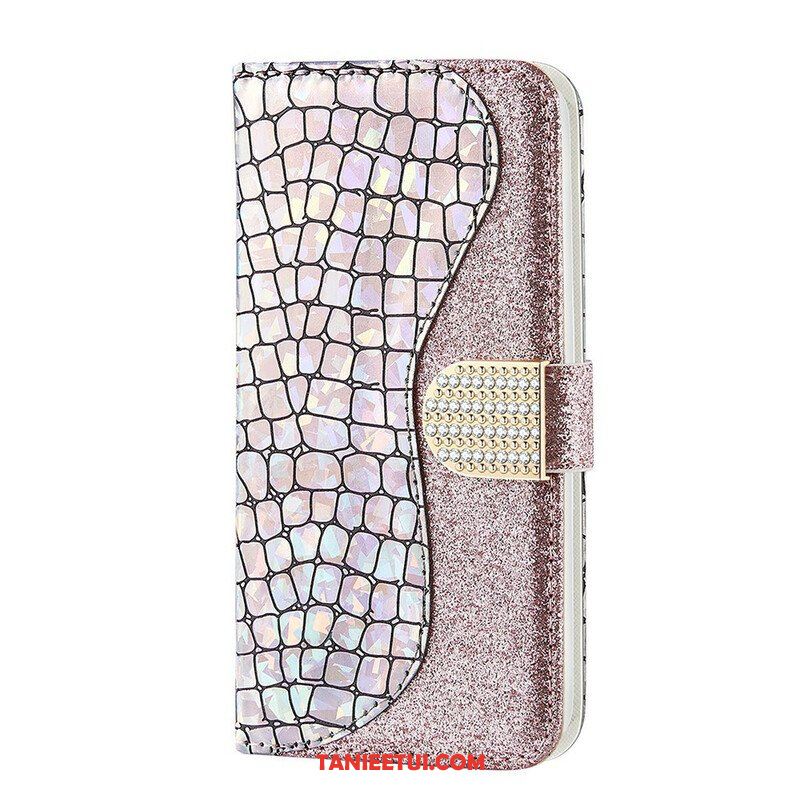 Etui Folio do Samsung Galaxy S21 FE Krokodyle Diamenty