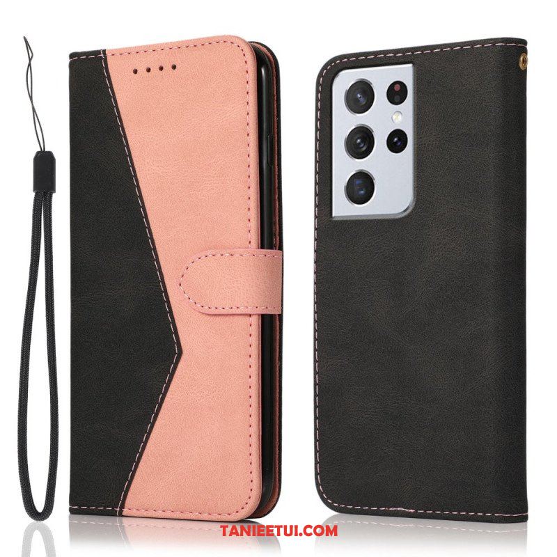 Etui Folio do Samsung Galaxy S21 Ultra 5G Dwukolorowa Trójkątna Sztuczna Skóra