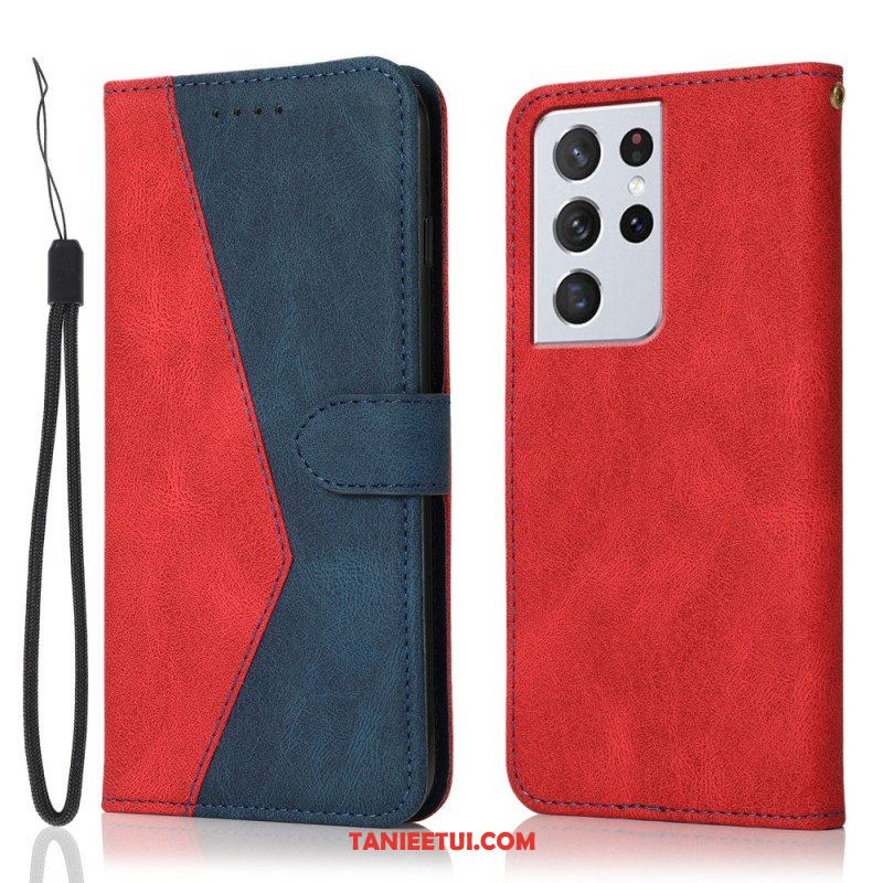 Etui Folio do Samsung Galaxy S21 Ultra 5G Dwukolorowa Trójkątna Sztuczna Skóra